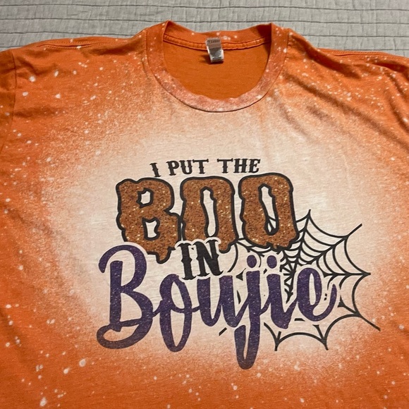 "I put the BOO in Boujie" Orange Bleached Halloween T-shirt Size Large - Picture 4 of 7